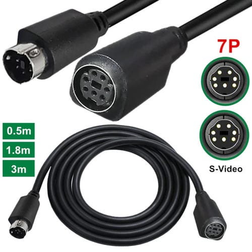 Cable de Audio/Video Mini Din 7 Pines 0,5 m Macho a Hembra Recto