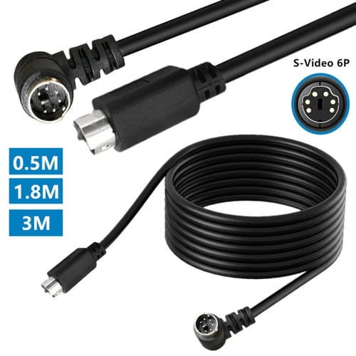 Cable de Extensión Mini Din 6 Pines 0,5 m Codo Macho a Recto Macho
