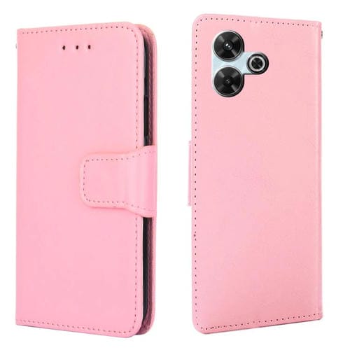 Funda de Cuero con Textura de Cristal para Redmi 13 4G (Rosa)