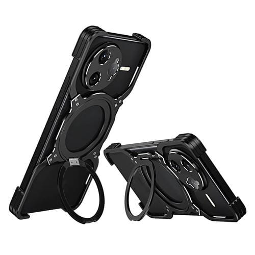 Funda de Metal para Teléfono con Soporte Magsafe sin Bordes y Brazo Mecánico para Redmi K80 Pro (Negro y Plateado)