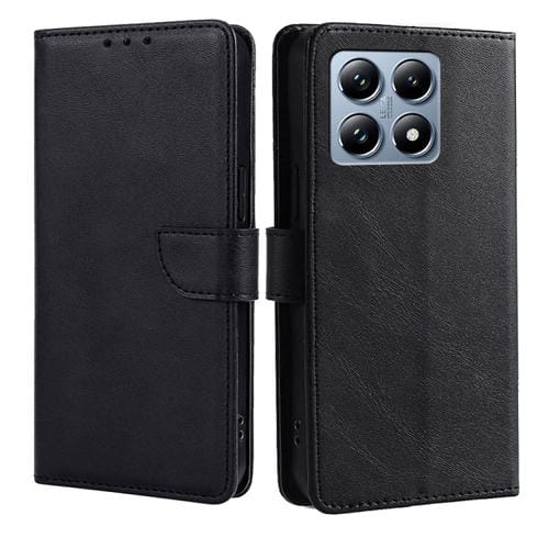 Funda de Cuero con Tapa y Hebilla con Textura de Becerro para Xiaomi Mi 14T Pro 5G (Negro)