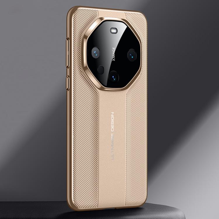Funda de Piel Sintética Lisa para Huawei Mate 60 Pro/60 Pro+ (Dorada)