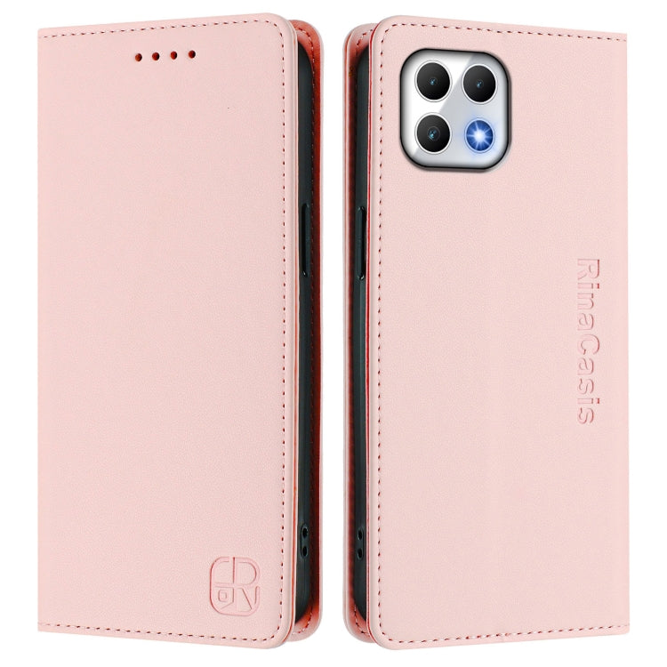 Funda de Cuero con Doble Pliegue y Succión Magnética para T-Mobile Revvl 7 5G Rc01 (Rosa)