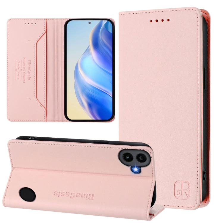 Estuche de Cuero For Nothing cmf Phone 1 Rc01 con Doble Pliegue y Succión Magnética RFID (Rosa)