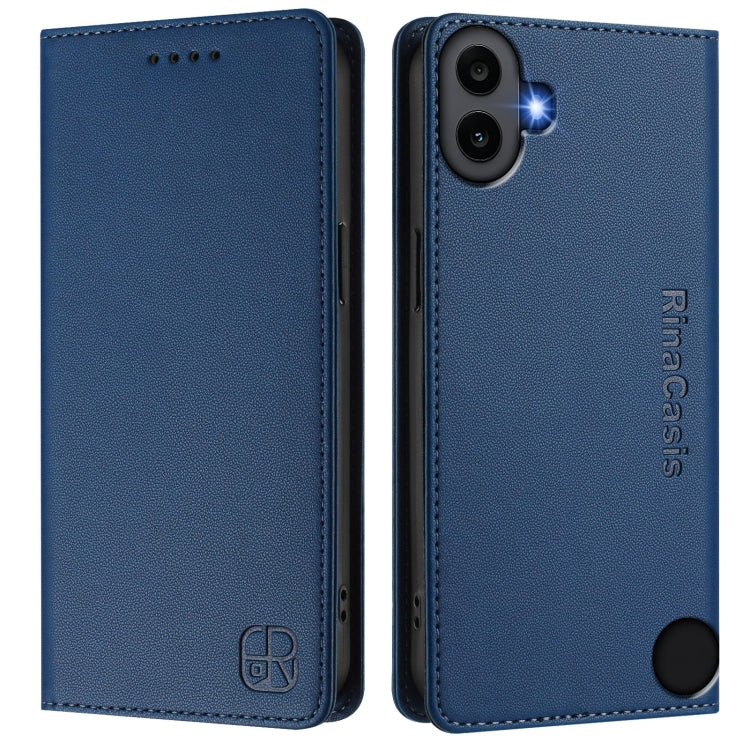 Estuche de Cuero cmf Phone 1 Rc01 con Doble Pliegue y Succión Magnética Rfid (Azul Oscuro)