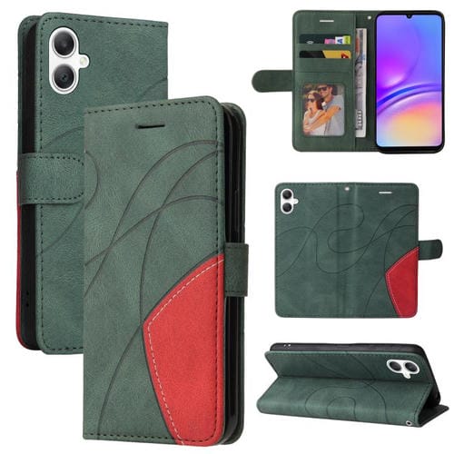 Funda de cuero con tapa y dos colores para Samsung Galaxy A07 5G (verde)