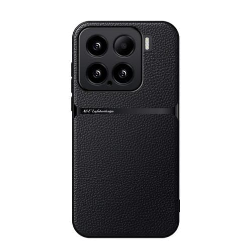 Funda Para Teléfono Xiaomi 15 Litchi De Cuero Con Cobertura Total Magnética A Prueba De Golpes (Negro)