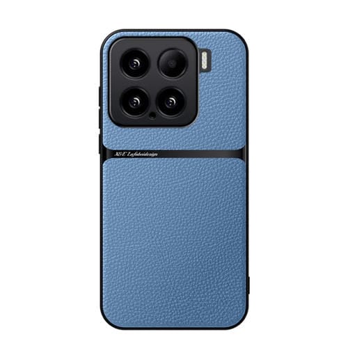 Funda Para Teléfono Xiaomi 15 Litchi De Cuero Con Cobertura Total Magnética A Prueba De Golpes (Azul)