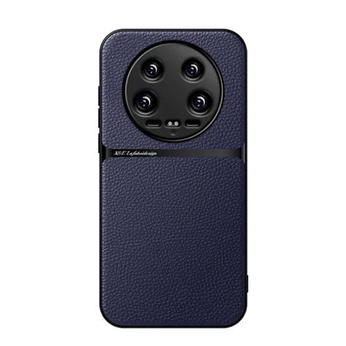 Funda Para Teléfono Xiaomi 14 Ultra Litchi De Piel Con Cobertura Total Magnética Y A Prueba De Golpes (Azul Marino)