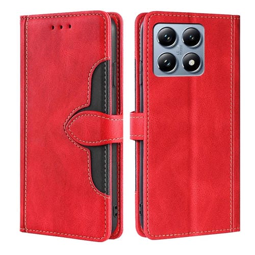 Funda de Cuero con Hebilla Magnética y Tacto de Piel para Xiaomi 14T Pro 5G (Rojo)