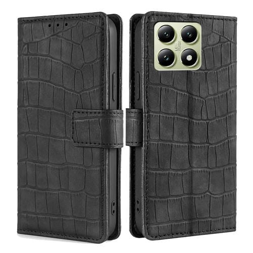 Funda De Piel Con Cierre Magnético Y Diseño De Cocodrilo Para Xiaomi 14T 5G (Negra)