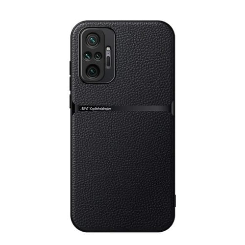 Funda para Teléfono con Tapa Magnética de Cuero de Lichi y Protección Total Contra Golpes para Redmi Note 10 Pro/Note 10 Pro Max (Negro)
