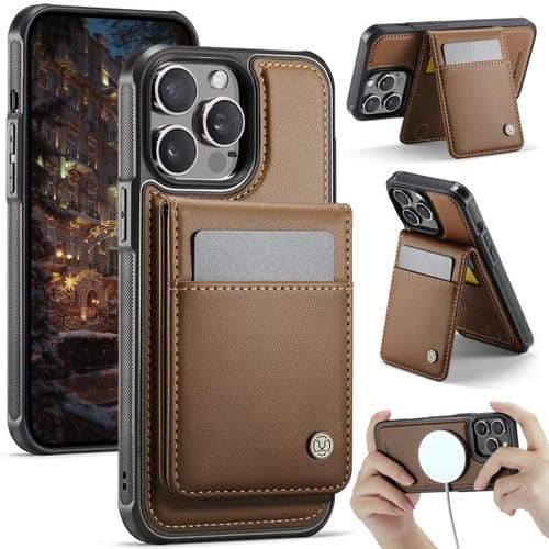 Funda para iPhone 13 Pro Jeehood J06 con Tarjetero Rfid Magsafe Estilo BritĂĄnico (MarrĂłn)