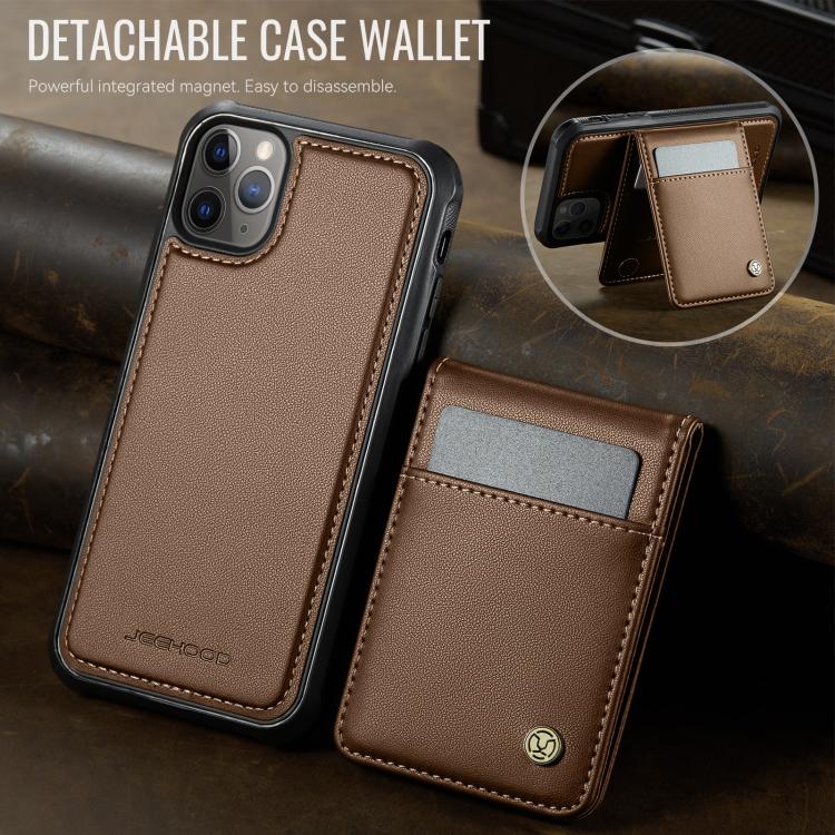 Estuche para Teléfono Jeehood J06 con Tarjetero Rfid Magsafe para iPhone 11 Pro (Marrón)