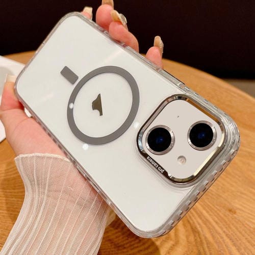 Funda Transparente Magsafe para iPhone 14 con Película para Lente (Gris)