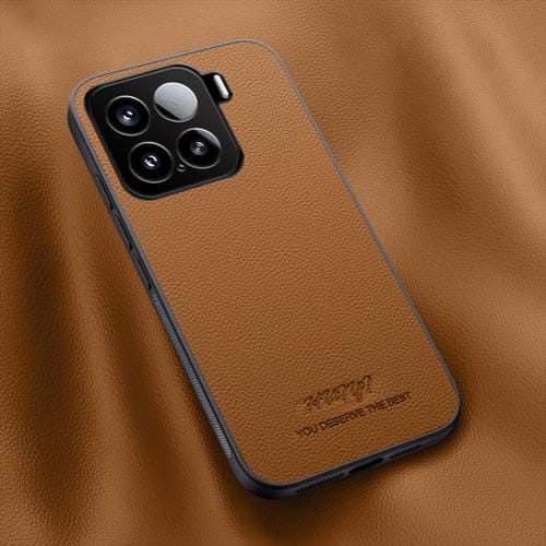 Funda De Cuero Magnética Para Teléfono Xiaomi 15 Huiyi (Marrón)