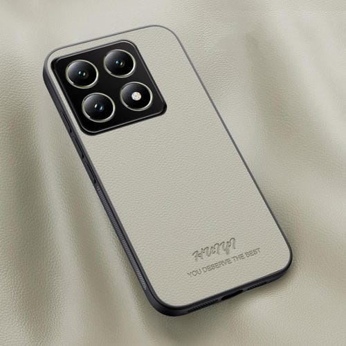 Funda de Cuero Magnética para Teléfono Xiaomi 14T Pro Huiyi (Blanca)