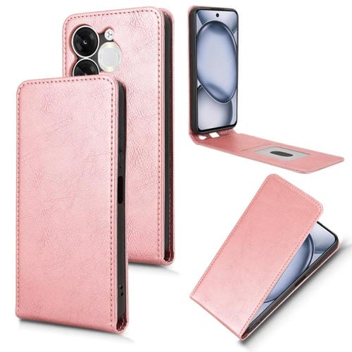 Funda de Cuero con Tapa Vertical Magnética para Teléfono Itel A80 4G (Oro Rosa)