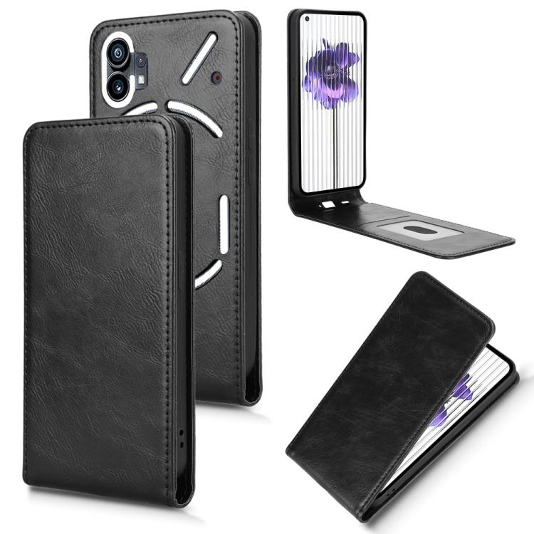 Funda de Cuero Magnética con Tapa Vertical para Nothing Phone 1 (Negra)