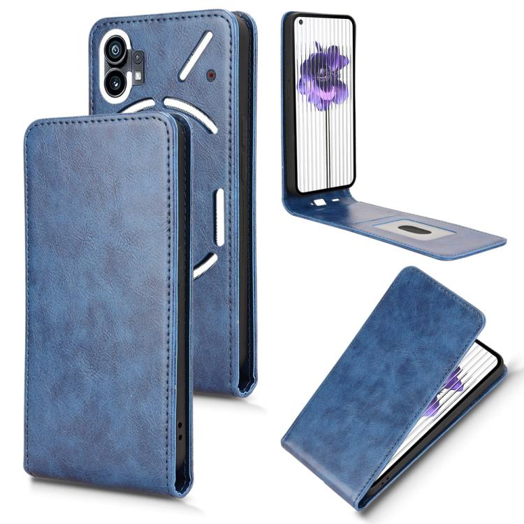 Funda de Cuero Magnética con Tapa Vertical para Nothing Phone 1 (Azul)