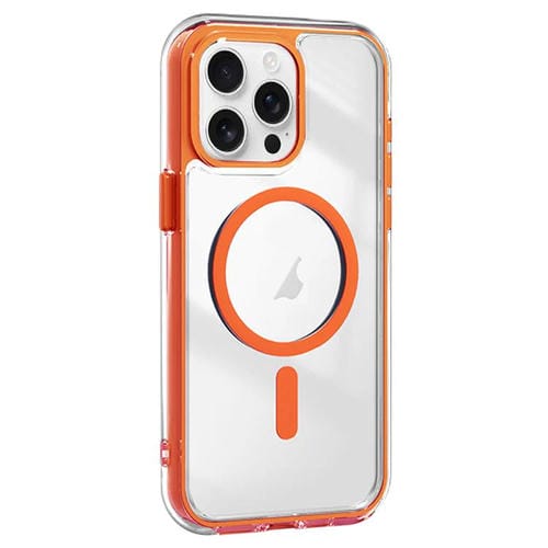 Funda hĂbrida TPU y AcrĂlico iPhone 14 Pro a prueba de golpes con Airbag y Magsafe (Naranja)
