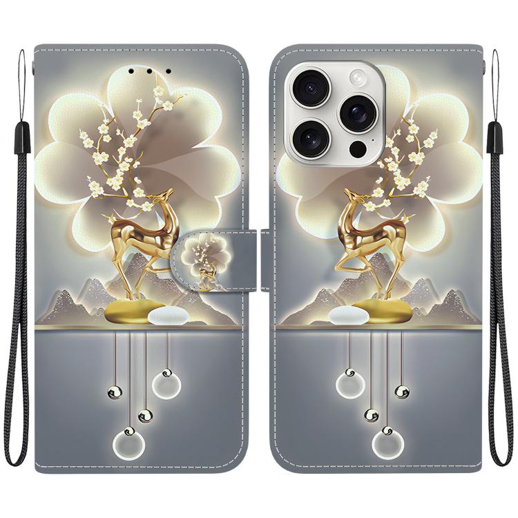 Funda de Cuero iPhone 16 Pro Max Dibujo Colores Textura Cristal (Ciervo Sika)