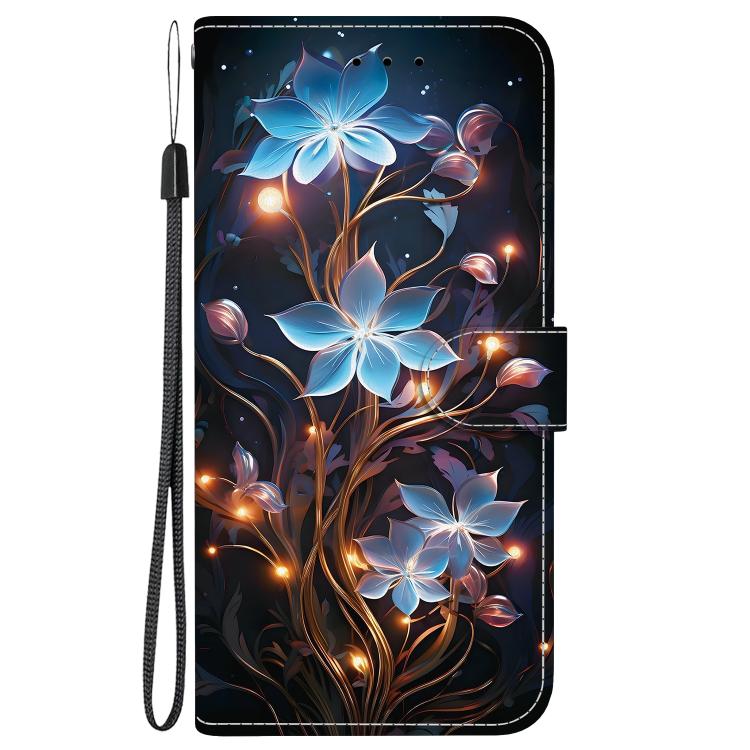 Funda de Cuero con Dibujo de Colores y Textura de Cristal para iPhone 11 (Flor de Linterna Pequeña)