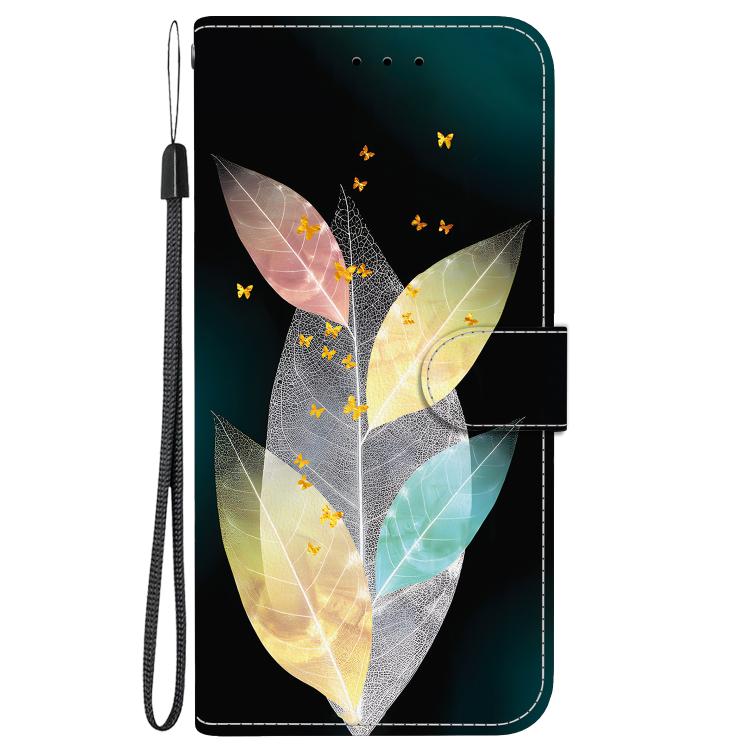Funda de Cuero iPhone 16E Dibujo Colores Textura Cristal (Hojas de Colores)