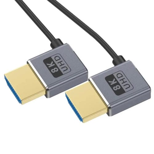 Cable HDMI 2.1 Coaxial en Espiral 0,7 m 8K 48 Gbps Puerto Codo Izquierdo a Izquierdo