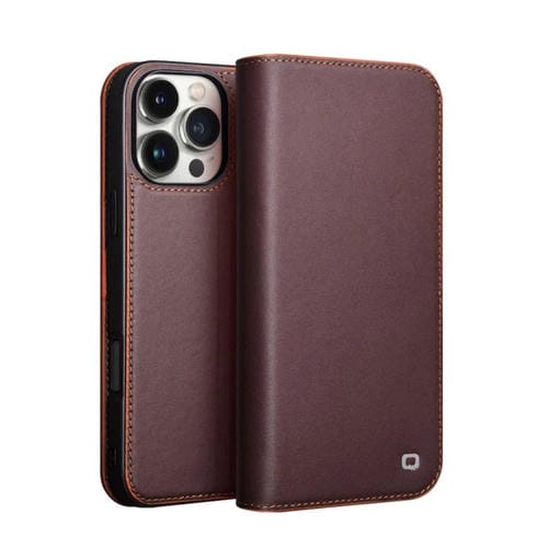 Funda de Cuero Genuino para iPhone 16 Pro Qialino Classic Gen2 (Marrón)