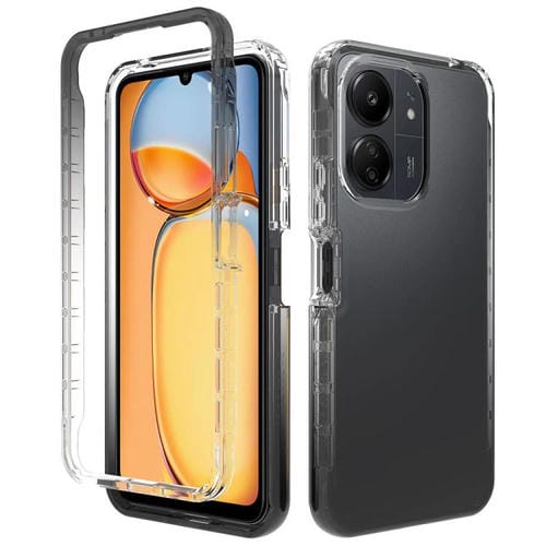 Funda de Teléfono de PC + TPU Transparente con Degradado a Prueba de Golpes para Redmi 13C 4G/5G (Negra)