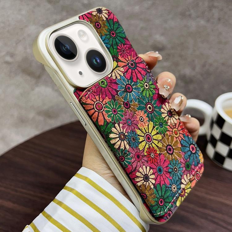Funda para iPhone 15 Plus/14 Plus Denior D24 Paint con Ranura para Tarjeta Magsafe (Girasol Verde)