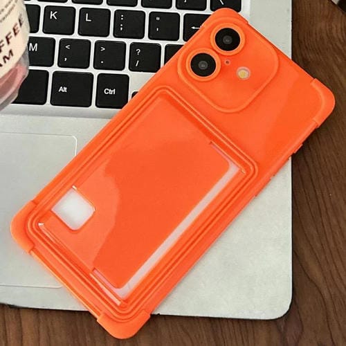 Funda TPU con Ranura para Tarjeta Lateral para iPhone 16 (Naranja)