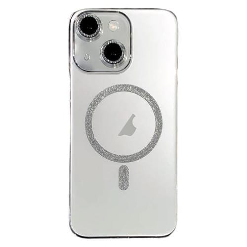 Funda para Teléfono con Anillo Magnético Purpurina y Magsafe para iPhone 14 (Transparente)