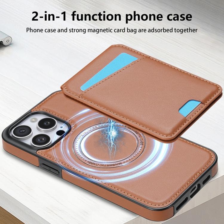 Funda para Teléfono Magsafe con Tarjetero Desmontable para iPhone 15 Pro Max (Marrón)