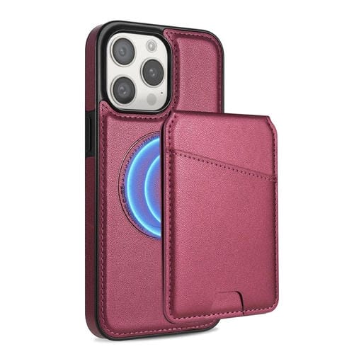 Funda para Teléfono Magsafe iPhone 14 Pro con Tarjetero Desmontable (Rojo Vino)