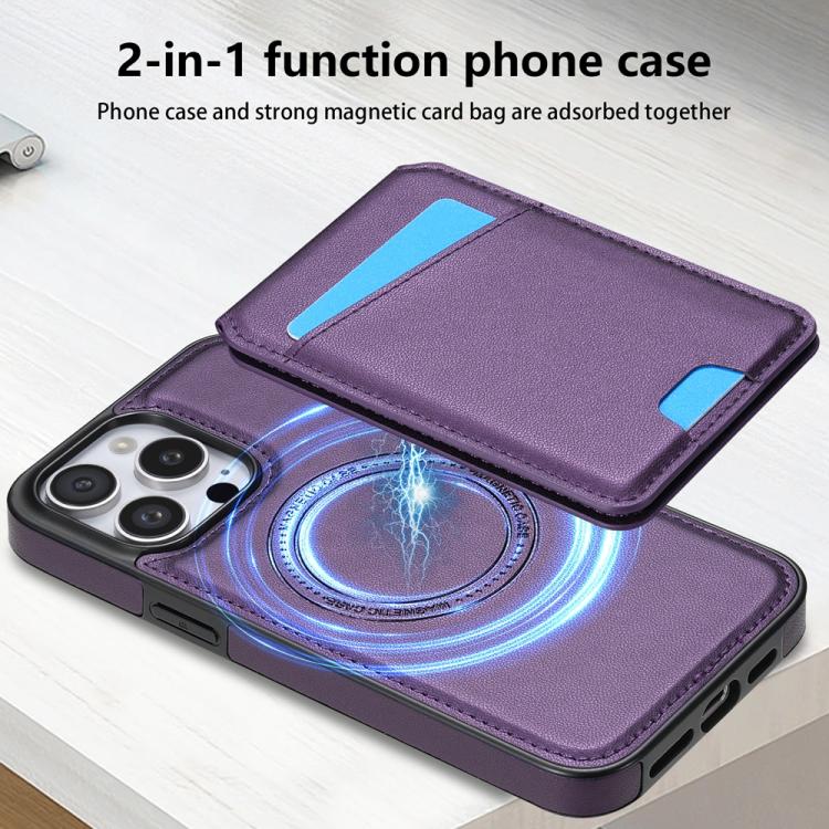 Funda para teléfono Magsafe iPhone 12 Pro Max con tarjetero desmontable (Morado)