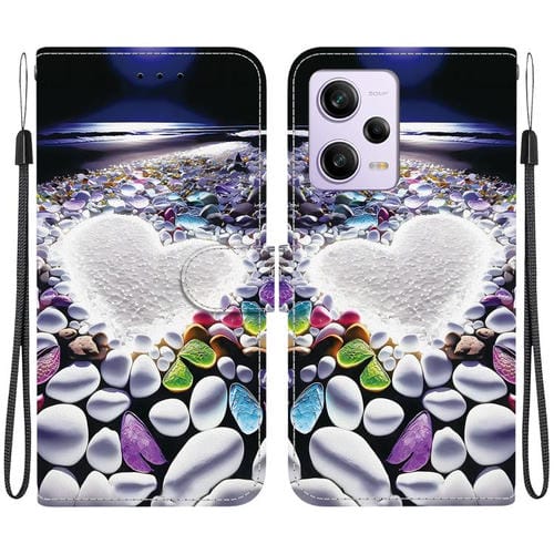Funda de Cuero con Dibujo de Colores y Textura de Cristal para Redmi Note 12 Pro/Poco X5 Pro (En Forma de CorazĂłn)
