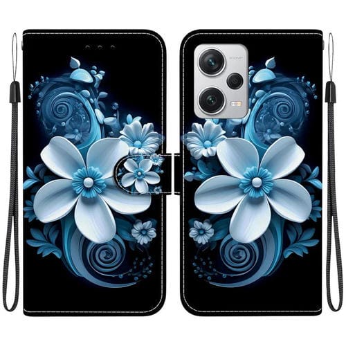 Funda de Cuero con Dibujo de Colores y Textura de Cristal para Redmi Note 12 Pro+ 5G (OrquĂdea Negra)