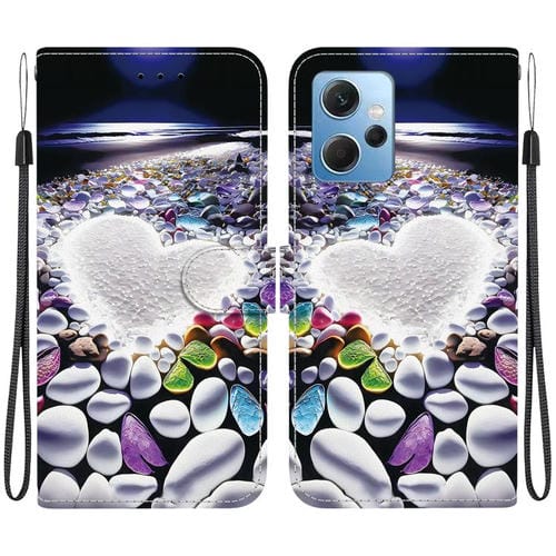Funda de Cuero con Dibujo de Colores y Textura de Cristal Global para Redmi Note 12 4G (En Forma de Corazón)