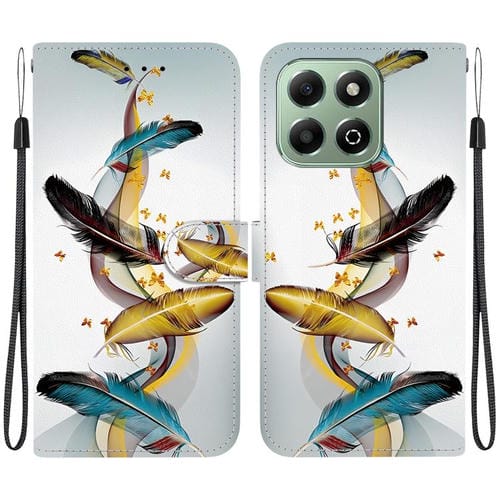 Funda de Cuero Honor X6B con Dibujo y Textura de Cristal (Plumas de Mariposa Doradas)