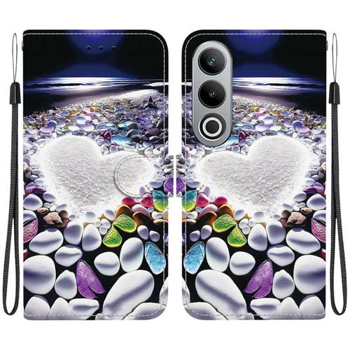 Funda de Cuero con Dibujo de Colores y Textura de Cristal para OnePlus Nord Ce4 5G (Corazón)
