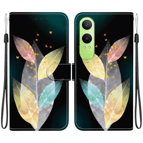Funda de Cuero con Dibujo y Textura de Cristal para OnePlus Nord Ce4 Lite (Hojas de Colores)