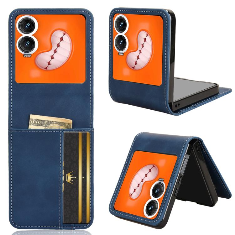 Funda para Teléfono Plegable Infinix Zero Flip con Ranura para Tarjetas y Tacto Piel (Azul)