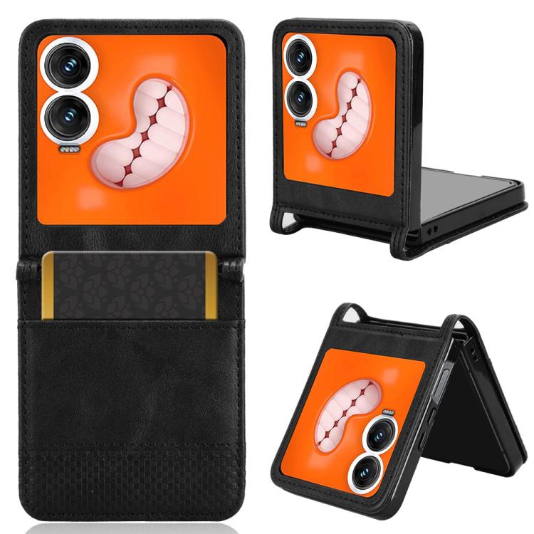 Funda de Cuero con Textura Retro para Teléfono Infinix Zero Flip (Negro)