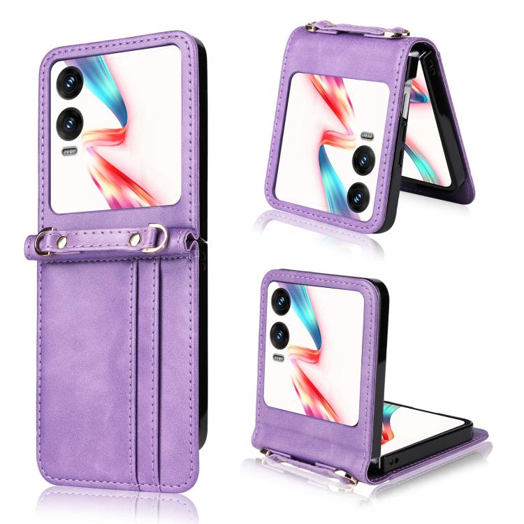 Funda Teléfono Plegable Pu con Tarjetero Tipo Bandolera para Infinix Zero (Morado)