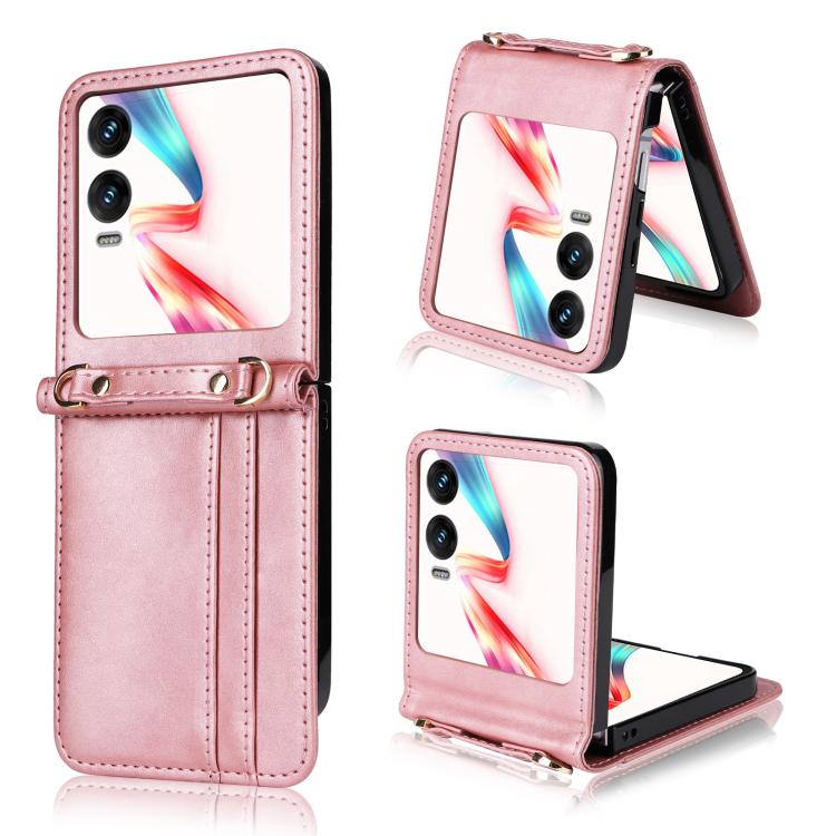 Funda plegable de PU con tarjetero tipo bandolera para Infinix Zero (Rosa)