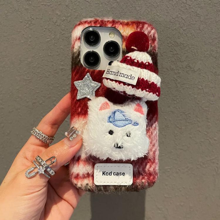 Funda para Teléfono iPhone 15 Pro Diseño Perro de Peluche Dibujos Animados (Rojo)