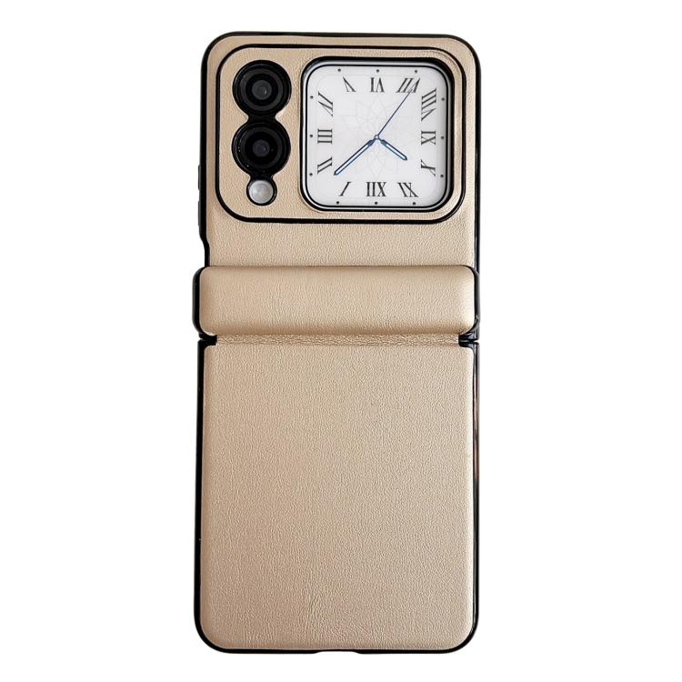 Funda de Cuero con Textura y Eje Magnético para Huawei Nova Flip (Dorado)