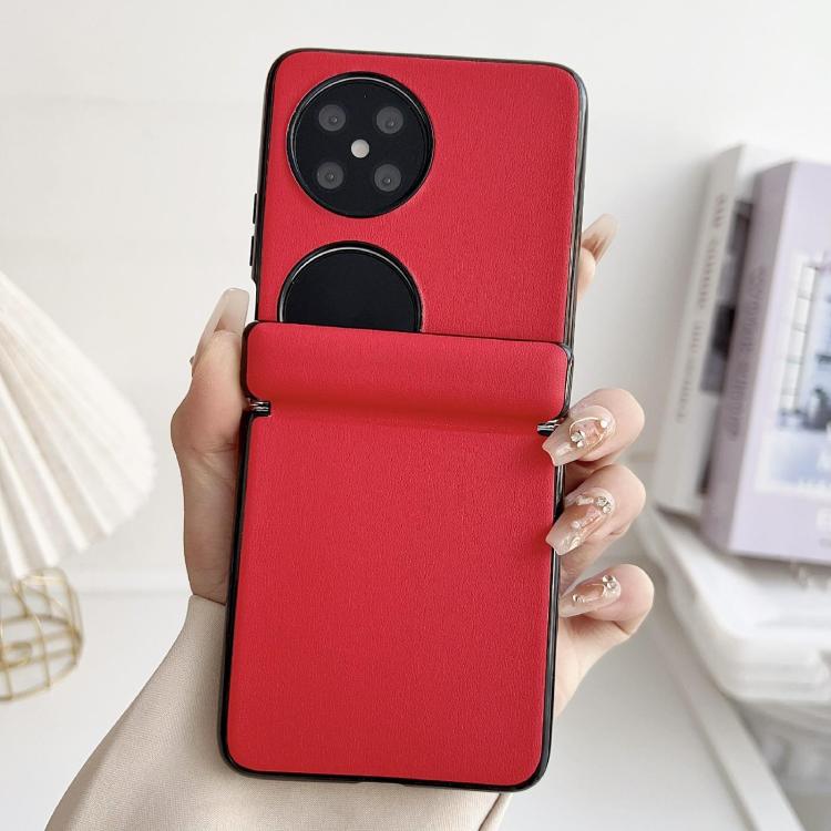 Funda de Cuero Huawei Pocket 2 con Textura y Eje Magnético Integrado (Rojo)